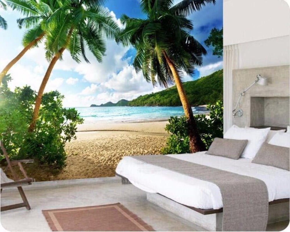 3D Wallpaper Sea Palm Tree Paradisio SKU# WAL0230